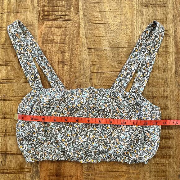 Abercrombie & Fitch Fruit Print Crop Top Small Milkmaid Cottagecore Linen Blend - Picture 9 of 9